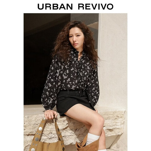 UR2026 spring new women's casual daisy floral V-neck lace-up blouse shirt UWH260001+