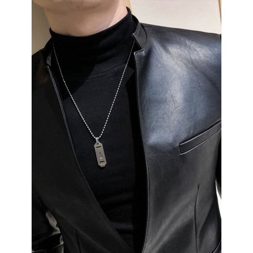 SEPTWOLVES small suit men's spring and autumn slim handsome leather jacket suit casual winter velvet stand collar leather jacket men's black 166 regular M 90-100Jin Jin equals 0.5 kg