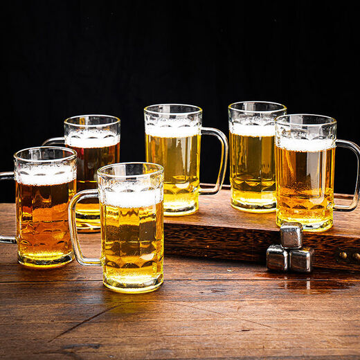 Fantasy Draft Beer Unbreakable Transparent Tea Handle Beer Cup Bar Thickened Beer Cup 6 Pack