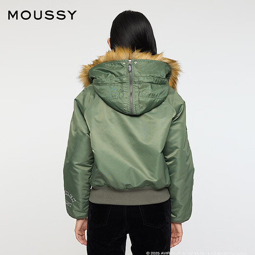 Moussy x AVIREX cooperation model 2026 early spring new fur collar flight jacket 010IAF01-5641 150 military green one size