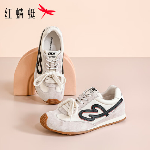 RED DRAGONFLY Women's Shoes Casual Shoes Women's Low-top Lace-Up Versatile Soft-soled Sports Shoes Women's Wear-Resistant Lightweight Comfortable Running Moral Training Shoes WTB162481 Beige (3.5CM) 35