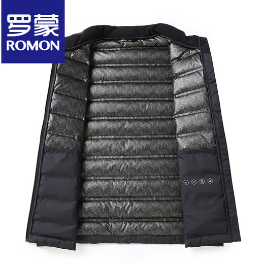 ROMON Fatty Thin Down Jacket Мужская теплая куртка больших размеров Свободная осенне-зимняя тонкая пуховая куртка большого размера с воротником-стойкой черного цвета XL
