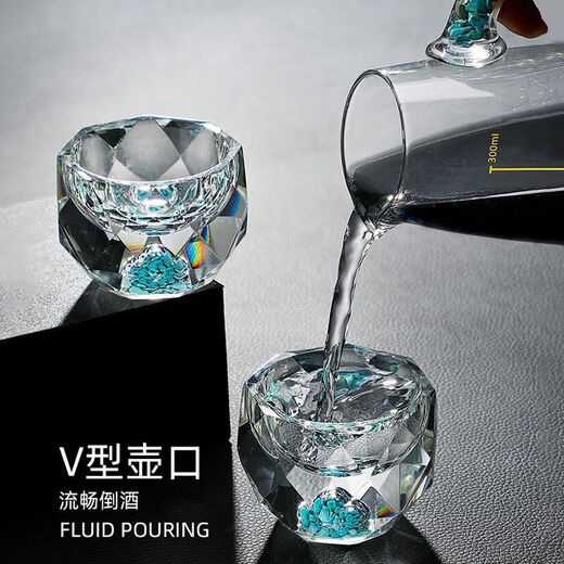 Tuojin Turquoise White Wine Glass Diamond Cut Crystal Wineware Gold Foil Star Cup Creative Tea Cup Heat Resistant 2 24k Gold Foil Star Cup 6 Pack