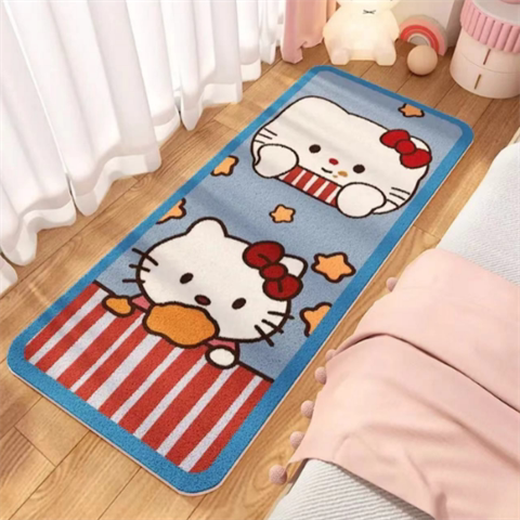 Fantasy Black Leather KT Cat Imitation Cashmere Bedside Blanket Coffee Table Blanket Bay Window Mat Girl's Cloakroom Thick Household Foot Mat Joy Maillard Crack Katie 80cmx200cm Imitation Cashmere