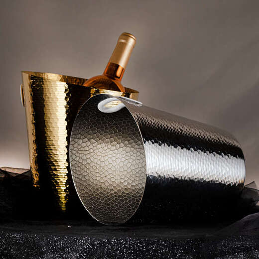 Yusen Yi hammer point champagne bucket high-end handmade ice bucket fish scale pattern red wine ice bucket ktv bungalow decoration gold fish scale pattern ice bucket