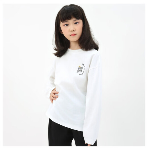 Jeanswest Jeanswest children's loose cotton long-sleeved T-shirt 2026 spring new large and medium-sized children's tops same style in shopping malls off-white 2110 110 cm