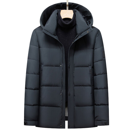 KBXNG劲霸新款羽绒服男短款加厚御寒高充绒中年加厚防寒服冬季时尚外套 藏蓝 S 165