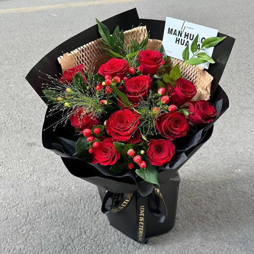Aihuaju Flower Express Flower Gift Red Rose Birthday Gift for Girlfriend and Wife Confession Bouquet Delivered within Hours in the City The Romance of Red Roses 11 Red Roses JDb69