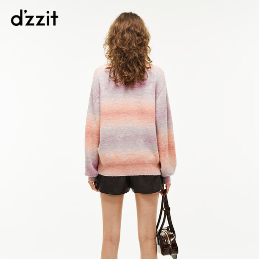 DZZIT long-sleeved sweater 2026 spring new style dopamine girl loose hot rhinestone top women 3K1EE1629 color M