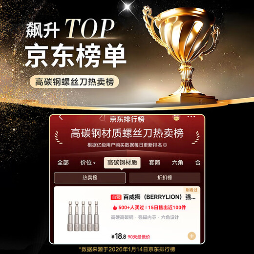 BERRYLION Strong Magnetic Wind Batch Socket Hex Wrench Hand Electric Drill Socket Head Screwdriver Super Hard Wind Batch Head 10mm 5 pcs