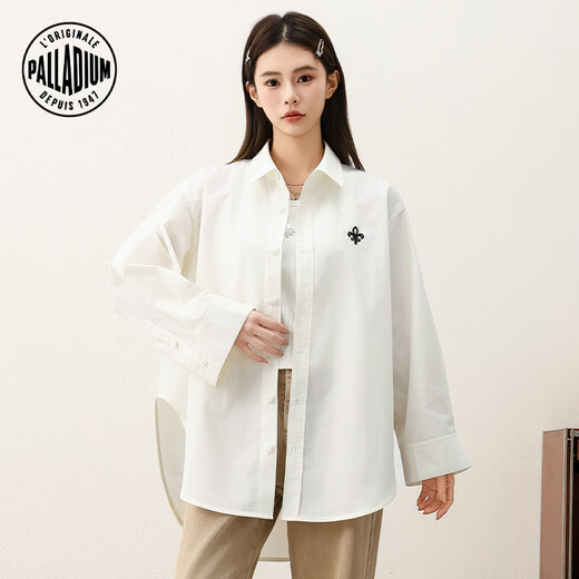 PALLADIUM Paladin top classic iris embroidered women's long-sleeved shirt 1913674 Marshmallow color L