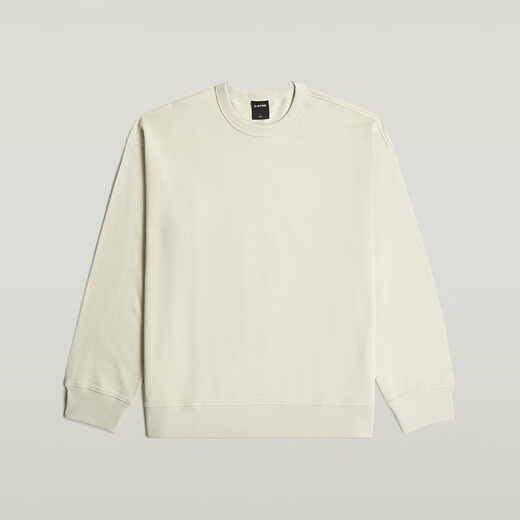 G-STAR RAW 26th Spring New Logo Sweatshirt Versatile Texture Men's Loose Comfort Slightly Elastic Casual Inner D28660 White S