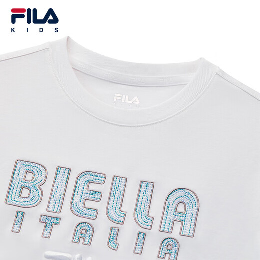 FILA liquid ammonia finishing children's tops 2025 new autumn short-sleeved T-shirt for boys and girls standard white-WT 175