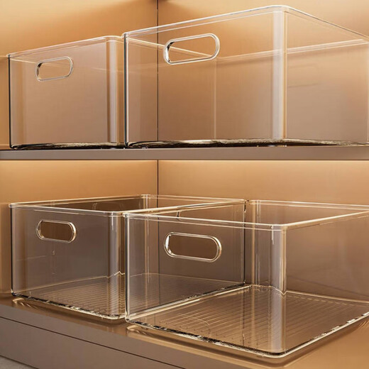 Pupan Snack Storage Box Transparent Acrylic Kitchen Porch Cabinet Desktop Organizer Small Sundries Rectangular Basket Large Box Medium/Open Transparent Storage Box/Transparent Portable Stackable 6 Pack