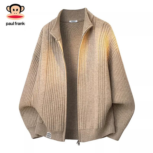 Big mouth monkey (paul frank) Japanese retro casual stand-up collar cardigan sweater for men 2026 spring new loose warm comfortable fashionable top Jiangxue color official authentic M recommended 100-120Jin Jin equals 0.5 kg