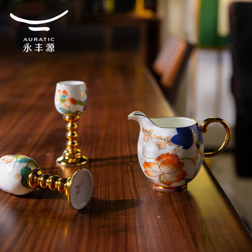 Yongfengyuan 3-head Happy Heming white wine glass and wine dispenser set Ceramic spirit glass goblet Happy Heming 3-head wine set