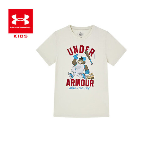 Under Armor Children's Clothing Round Neck Short Sleeve T-Shirt Children's Sports Breathable T-Shirt Round Neck Short Sleeve Boys Baseball Uniform Top Brown 160 The size is small, please take one size larger as normal