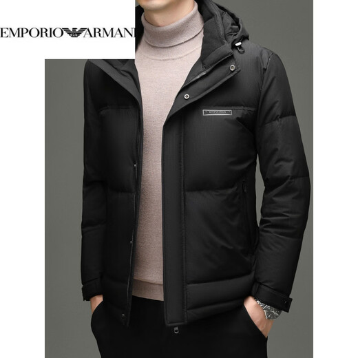 EMPORIO ARMANI Armani элитный мужской пуховик зима новый среднего возраста деловой повседневный теплый утепленный утиный пуховик 90 черный XL рекомендуемый вес 135-150Jin Jin равен 0,5 кг
