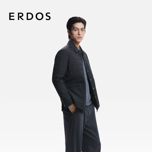 ERDOS men's pongee lapel executive jacket 26 years early spring new shirt version cotton jacket light and warm black M 170/92A