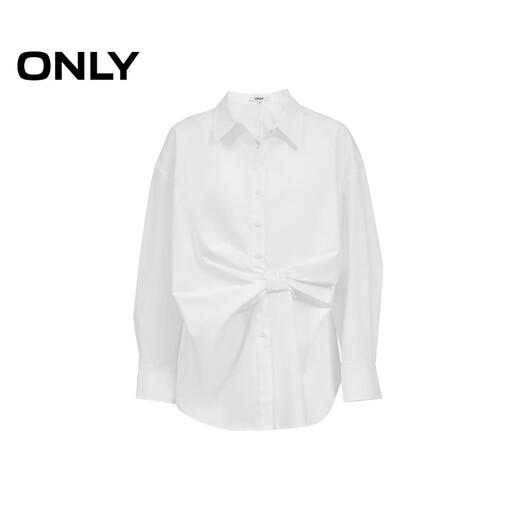 ONLY2026 spring new style waist three-dimensional pleated lapel loose off-shoulder shirt for women|126105005 A43 cream white S