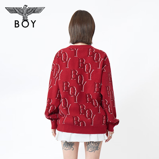 BOY LONDON New Year Pomegranate Red Contrast Letters Pullover 2026 Spring New Sweater N60000 Red L