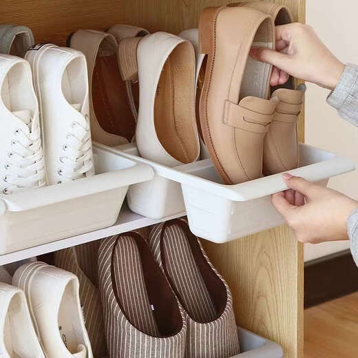 Yusenyi Shoe Storage Box Shoe Box Storage Box Shoe Cabinet Thickened Plastic Shoe Rack Drawer Type Space Saving Light Gray 4 Pack Can Store 12 Pairs of Shoes