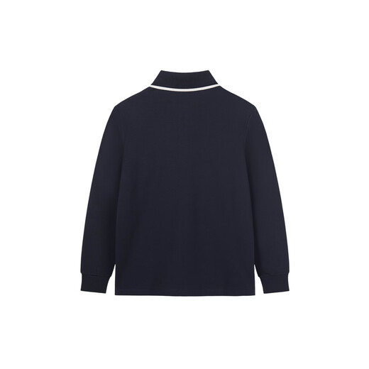 Hush Puppies children's clothing children's tops 2025 autumn new style boys and older children simple fashion stretchy temperament long-sleeved POLO shirt navy blue 110 cm