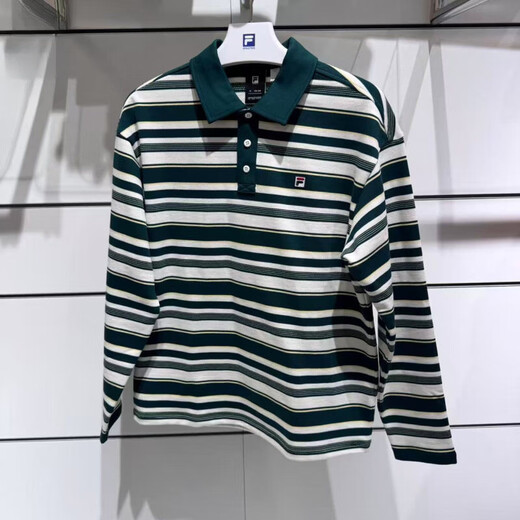 FILA Men's 2026 Spring Sports and Casual Loose Knitted Long-Sleeved POLO Shirt A11M613221 A11M613221FDG Dark Green M