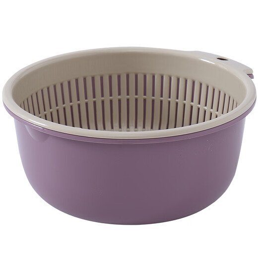 Shantou Lincun double-layer drain sieve multi-functional household plastic vegetable basket fruit washing basin drain basket sieve vegetable basket small wine red