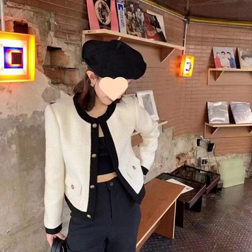 Xiaohongshu’s hot style Korean style elegant little jacket for women 2024 spring and autumn new style splicing design round neck white high quality model within S95 one size fits all