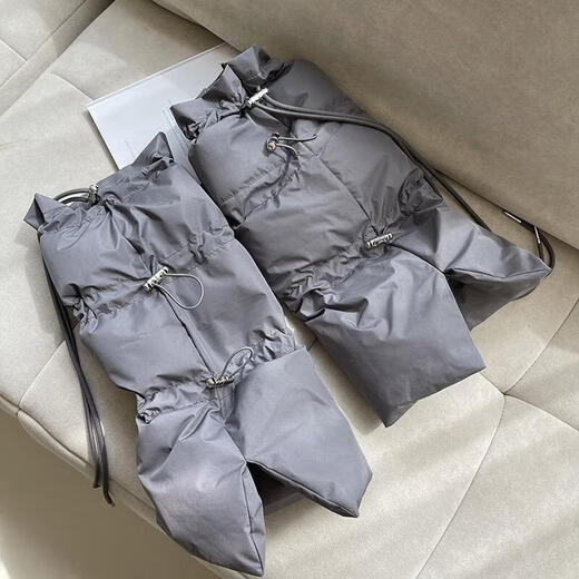 Fenton Winter Warm Gray Cotton Drawstring Straps Sports and Leisure Socks Leg Covers Women's Outdoor Warm Boot Covers Fenton White_Short One Size