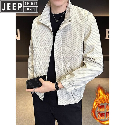 JEEP Jeep Men's Jacket Cotton Thickened Spring and Autumn 2026 New Stand Collar Jacket Men's Casual Warm Cotton Clothes Men's 8852 Cotton Black Cotton Thickened XL 130-145Jin Jin is equal to 0.5 kg