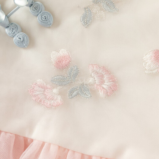 DAVE&BELLA Chinese style girls Hanfu children's dress 2026 spring new baby girl mesh skirt children's skirt children's skirt pink ready stock 80 cm (recommended height 73-80cm)