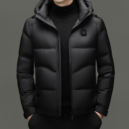 海澜之家（HLA）秋冬新款连帽短款90绒白鸭绒羽绒服中青年男装保暖宽松夹克外套 咖色 2XL 185