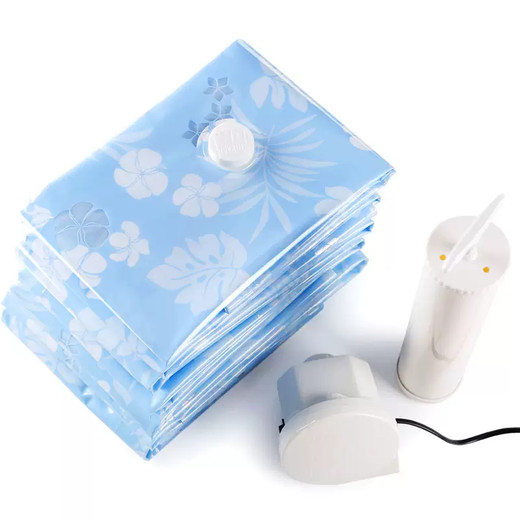 Yusenyi Storage Bag Vacuum Compression Bag Quilt Clothing Storage Bag Clothes Packaging Bag Storage Doctor Organizing Bag Blue Flower Style 2 PCs - Electric Pump 2 Blue Flower Style 2 PCs - Electric Pump Small Size (70x50cm) Small Size (70x50cm)