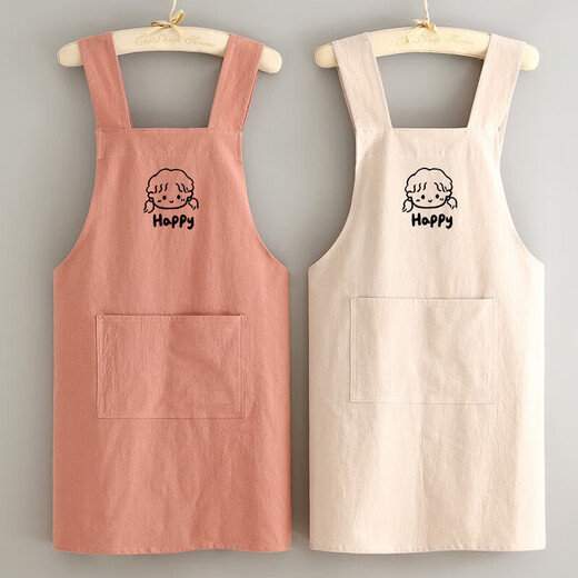 Tuojin cotton and linen cooking apron anti-fouling and stain-resistant apron kitchen home breathable female couple meal cross belt cotton wrinkled cloth LU boy dark gray
