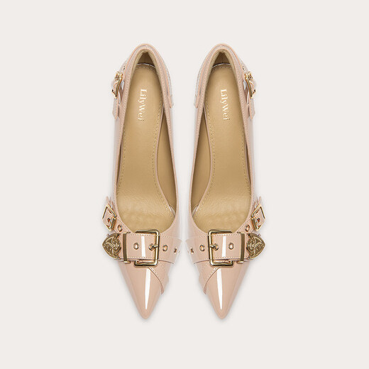 Lily Wei Shanjian Qinglan French style gentle fashion high heels commuting temperament comfortable work shoes large size nude pink heel height 10cm 33