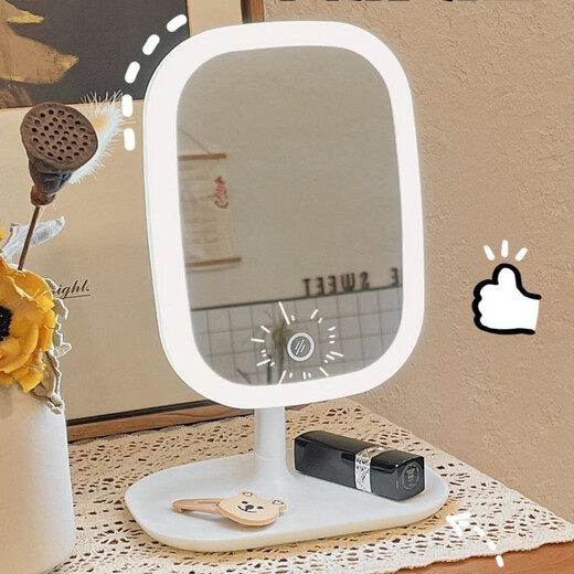 TRUVOER German brand luminous LED smart makeup mirror with light girls' bedroom dressing table dressing mirror student dormitory desktop fill-in mirror square mirror-Princess White three-color light changing