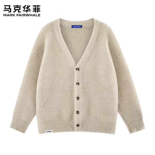 MARK FAIRWHALE American Retro Casual Cardigan Sweater Men's 2026 Spring New Loose Comfortable Warm Trendy Brand Handsome Top Beige Official Authentic M Recommended 100-120 Jin Jin equals 0.5 kg