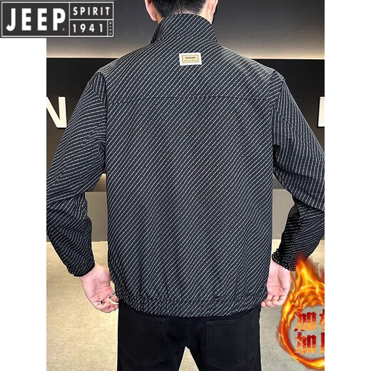 JEEP Jeep Men's Jacket Cotton Thickened Spring and Autumn 2026 New Stand Collar Jacket Men's Casual Warm Cotton Clothes Men's 8852 Cotton Black Cotton Thickened XL 130-145Jin Jin is equal to 0.5 kg