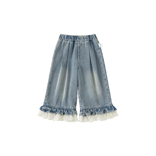 INSBOBO Girls' Pants 2026 Spring New Girls' Jeans Children's Spring and Autumn Style Pants Children's Clothing Trendy Denim Blue 80