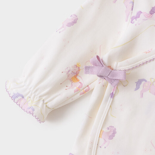 Koala Nose Little Princess Zhufeng Exquisite and Sweet Style Newborn Soft Pure Cotton Versatile Clothes for All Seasons Milk White 52cm