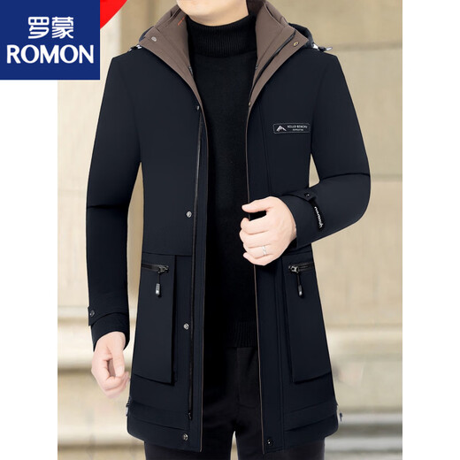 ROMON 2026 Новый мужской зимний пуховик средней длины, мужская осенне-зимняя куртка «три в одном» на гусином пуху для мужчин 6200 Зеленый кофейный L 175л