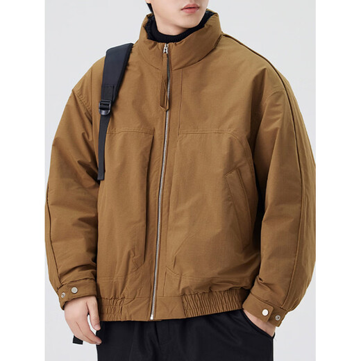 KBXNG Jinba Мужской пуховик с коротким воротником-стойкой, зимняя модная красивая свободная широкая куртка, утепленная теплая куртка черного цвета L