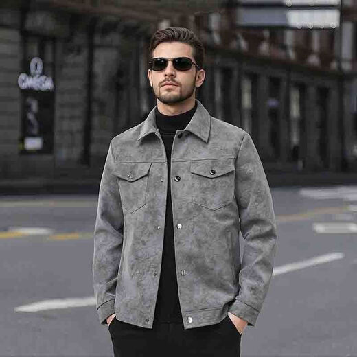 Autumn, spring and autumn velvet thickened men's jacket lapel style new fashion brand trend versatile casual leather jacket for men 2566 brown velvet 5XL