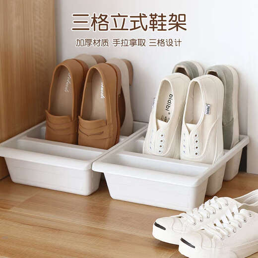 Yusenyi Shoe Storage Box Shoe Box Storage Box Shoe Cabinet Thickened Plastic Shoe Rack Drawer Type Space Saving Light Gray 4 Pack Can Store 12 Pairs of Shoes
