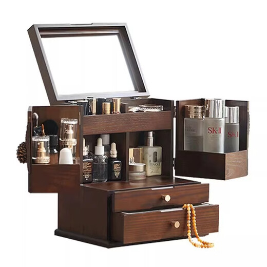 Nalandohao cosmetics storage box jewelry box integrated drawer storage cabinet large capacity wooden skin care product makeup storage box zero pine cone large makeup jewelry box