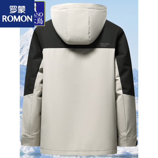ROMON штурмовой пуховик три в одном, мужской зимний пуховик 2025 года, новый стиль, съемная подкладка, одежда с цветными блоками для холодной погоды, бежевый M 170