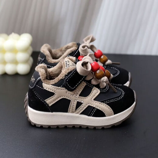 G.duck little yellow duck plus velvet boys' sports shoes autumn and winter new children's large cotton shoes casual warm dad shoes soft sole pink 812JH 24 145mm inner length 14.5cm