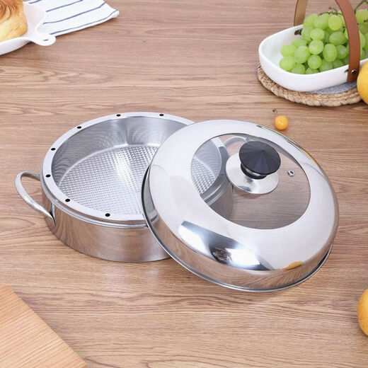 Yong Huan anti-odor steamer steamer rice pot lid household 24CM26CM28CM30 stainless steel lid accessories heightened round anti-scalding diamond handle style 24 cm inner diameter thickened anti-odor steamer lid